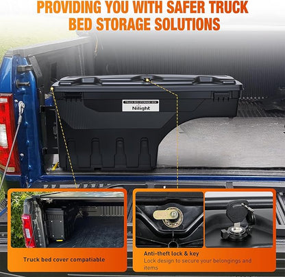 Nilight Truck Bed Tool Box Left Drivers Side Truck Tool Box Fit - Image 5