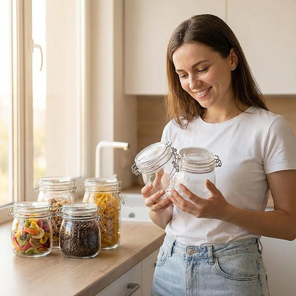 17oz Airtight Glass Jars with Clamp Lids, Small Food Storage Canisters Set of 6 - Image 2