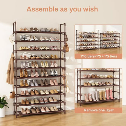 LANTEFUL Tall Shoe Rack 10 Tier Shoe Organizer Large Shoe Shelf - Image 5