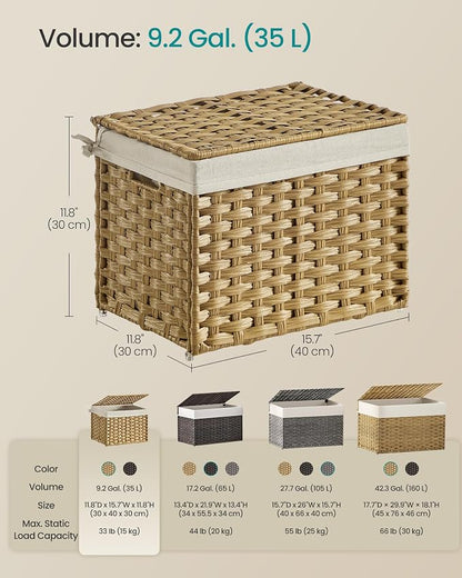 SONGMICS Storage Basket with Lid, Woven Blanket Storage Bin with Handles - Image 7