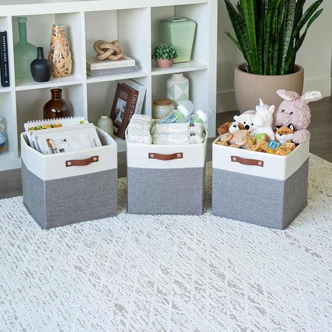 OrganiHaus 12" x 12" x 12" Fabric Cube Storage Bins - Image 4