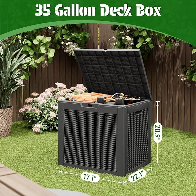 Bifanuo 35 Gallon Waterproof Outdoor Deck Box W/Locking Hole, Organizer Storage - Image 2