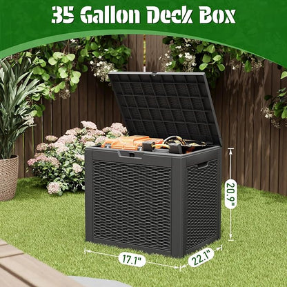 Bifanuo 35 Gallon Waterproof Outdoor Deck Box W/Locking Hole, Organizer Storage - Image 2