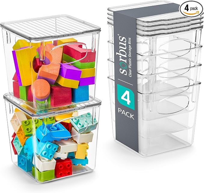 Sorbus Small Clear Plastic Storage Bins by Sorbus