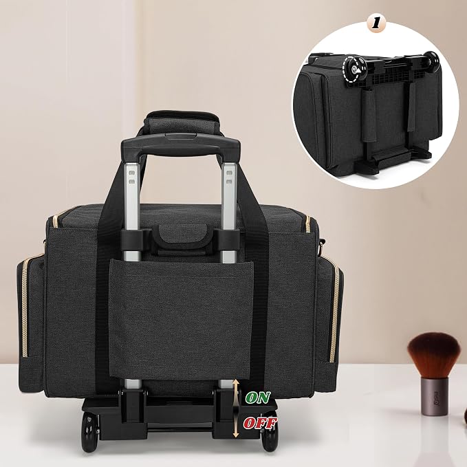 LUXJA Rolling Makeup Case with 3 Removable Pouches and 1 Makeup Brush Bag - Image 5