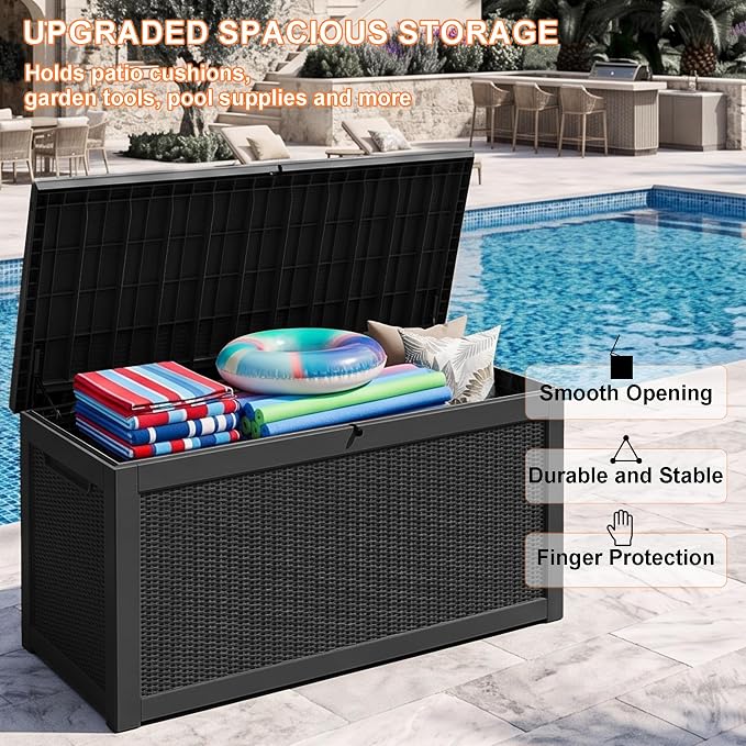 Vixzen 320 Gallon Deck Boxes Outdoor Waterproof, Lockable Storage Box - Image 3