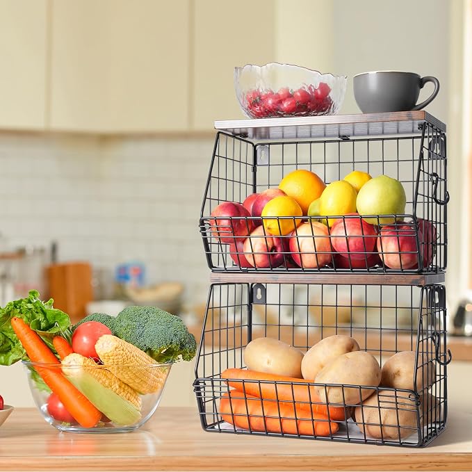 Mefirt 2pcs Fruit Basket Kitchen Storage Basket - Image 7
