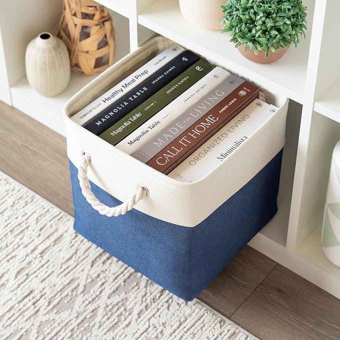 OrganiHaus 11x11 Cube Storage Bins 4 Pack, Foldable Cube Storage Organizer w/ - Image 4