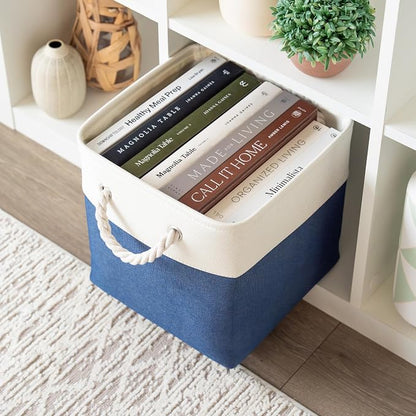 OrganiHaus 11x11 Cube Storage Bins 4 Pack, Foldable Cube Storage Organizer w/ - Image 4