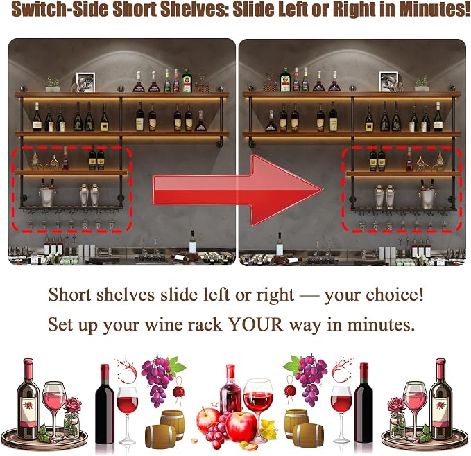 Solid Wood Wall Mounted Wine Rack, Large Wine Rack - Image 3