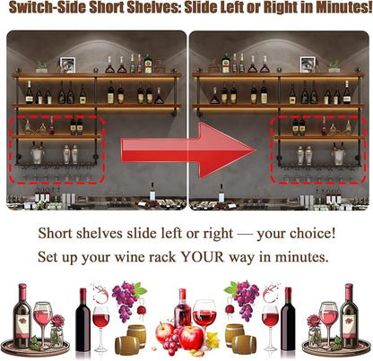 Solid Wood Wall Mounted Wine Rack, Large Wine Rack - Image 5