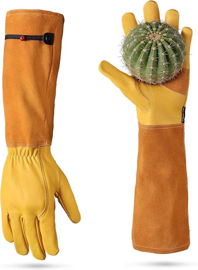 WORKPRO Gardening Gloves, Long Leather Garden Gloves by WORKPRO