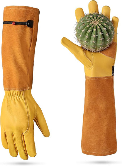 WORKPRO Gardening Gloves, Long Leather Garden Gloves by WORKPRO