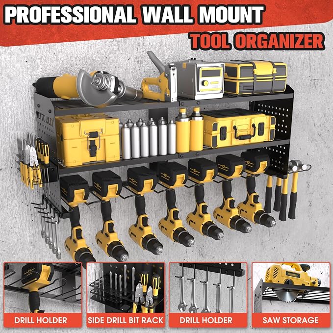 Large Power Tool Organizer Wall Mount, 3-Tier Heavy Duty Metal Loads 260 lbs - Image 7