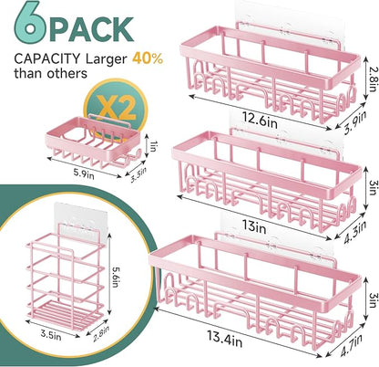 Veken Large Capacity Shower Caddy 6-Pack, No Drilling & Rustproof, Adhesive - Image 7