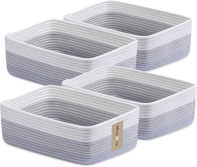 Large Shallow Organizing Baskets 15x11x5.1 Inches by MiniArkStorageBasketsHome