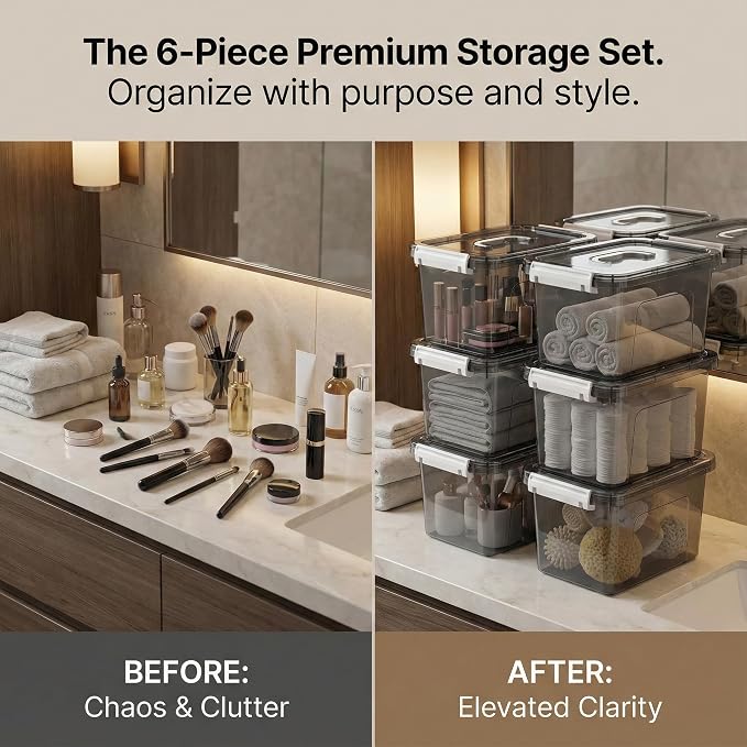 6 Quart Stackable Plastic Storage Bins - Image 4