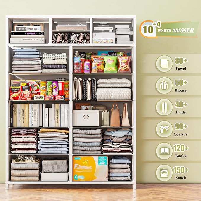 EnHomee 52.2" H White Dresser for Bedroom, Vertical Storage Tower, Anti-Tip | - Image 4