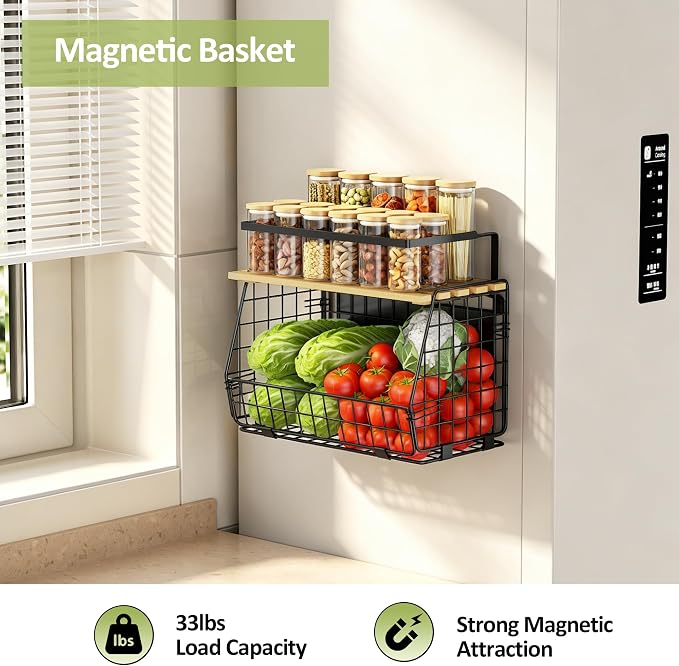 Magnetic Shelf for Fridge: Fruit Potato and Onion Storage Bin - Image 2