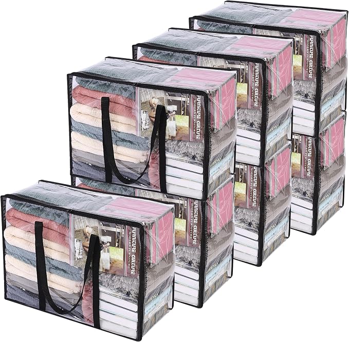 Vieshful 7 Pack Clear Comforter Storage Bag, 40L Clothes Storage Bag by Vieshful