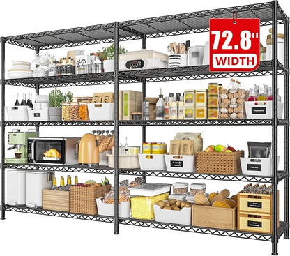REIBII 72.8" W Storage Shelves Load 1600LBS, 5 Tier Metal Shelving Unit Wire by REIBII