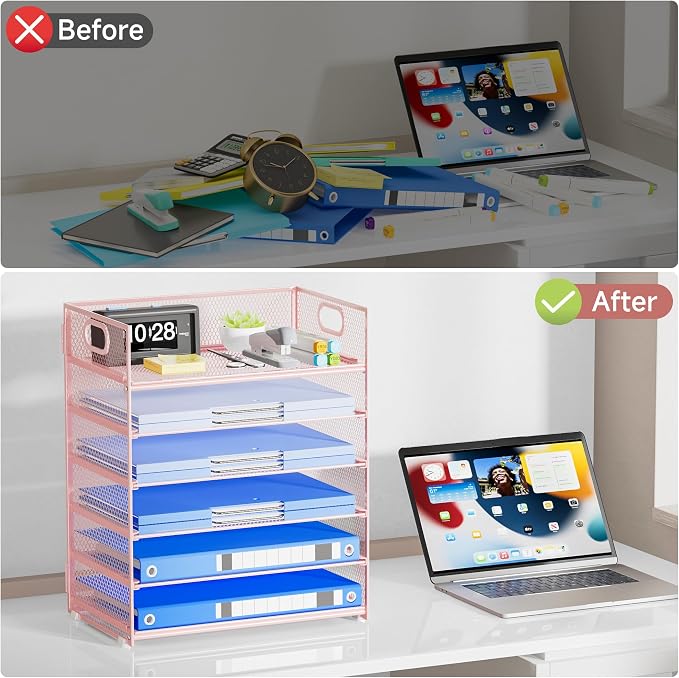 Pink Paper Organizer for Desk - Image 6