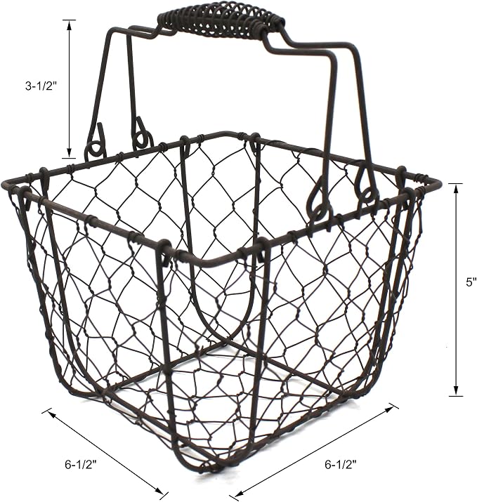CVHOMEDECO. Square Chicken Wire Egg Basket Fruit Basket - Image 4