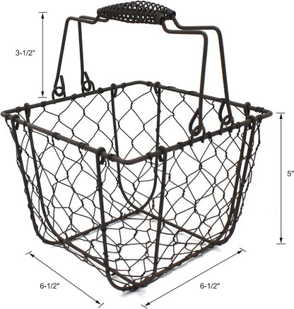 CVHOMEDECO. Square Chicken Wire Egg Basket Fruit Basket - Image 4