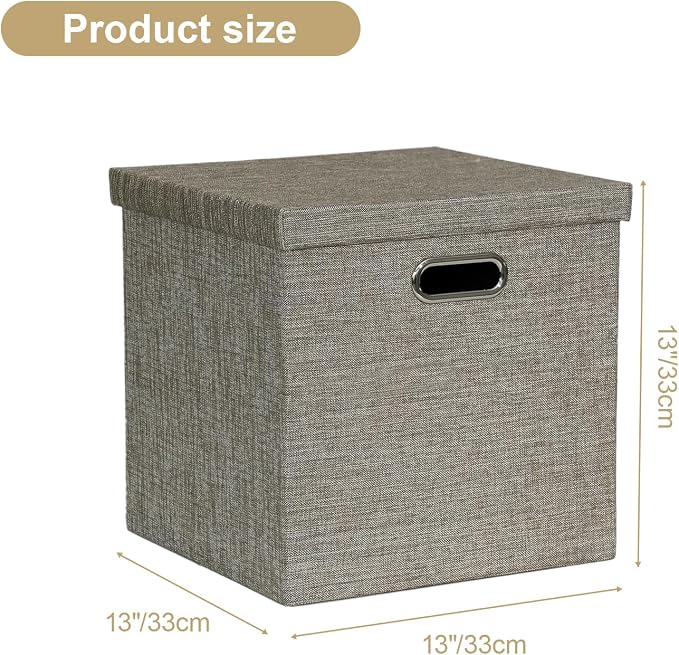 Posprica Storage Bins with Lids, 13×13×13 Foldable Storage Cube Baskets Boxes - Image 2