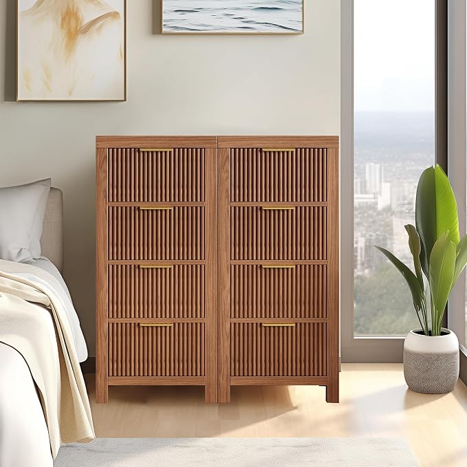 Mid-Century Modern Tall Wooden Dresser - Image 6