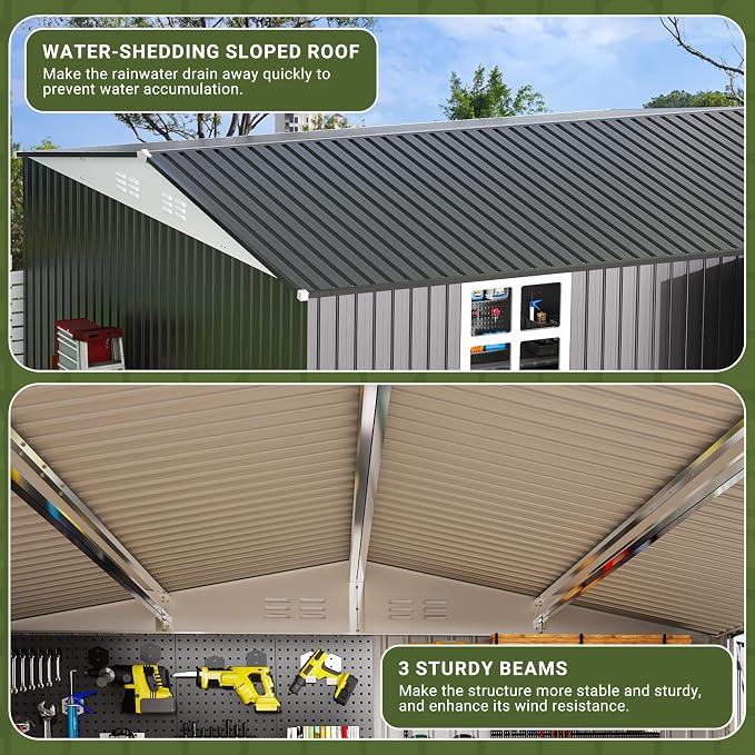 Polar Aurora 12X14 FT Metal Outdoor Storage Sheds - Image 3