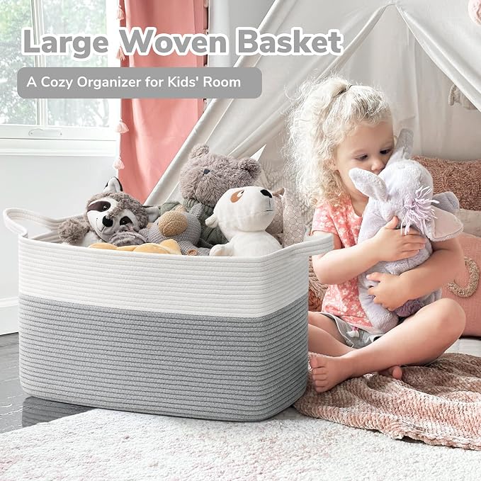 Goodpick Large Toy Storage Basket, Woven Storage Basket - Image 2