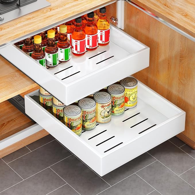 Pull out Cabinet Organizer, Heavy Duty Full-Extension Slide out Drawers by Kitstorack