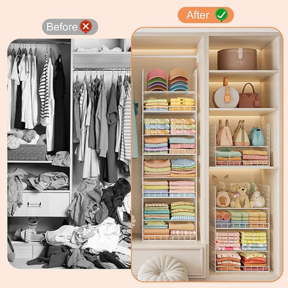 Extended Width Hanging Closet Organizer, 8 Tier Wire Storage Shelves | Hanging - Image 7