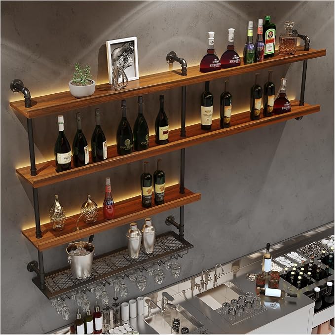 Solid Wood Wall Mounted Wine Rack, Large Wine Rack - Image 5