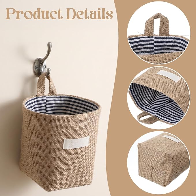 Small Hanging Basket 2Pcs Small Wall Basket Hanging Storage Basket | Cotton & - Image 4