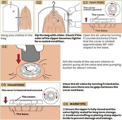 Hanging Vacuum Storage Bags, 6 Pack Large Hanging Vacuum Seal Garment Bags - Image 6