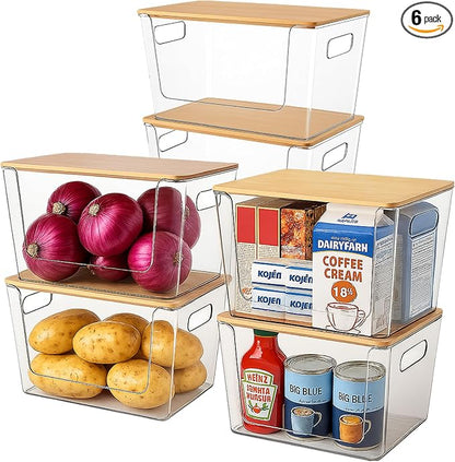 6 Pack Clear Stackable Storage Bins by CiWiVOKi