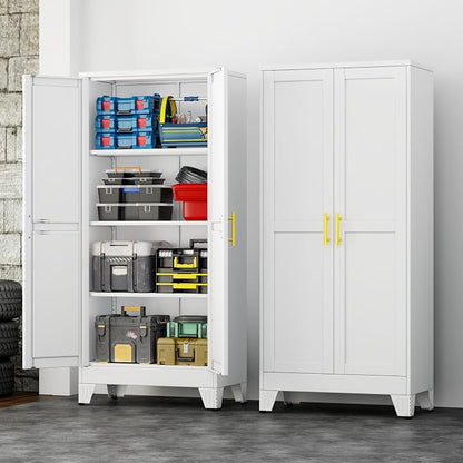 61" White Metal Storage Cabinet - Image 9