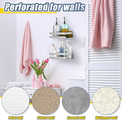 Lallisa 2 Pieces Stainless Steel Shelf Bathroom Shower Floating Shelves Wall - Image 6