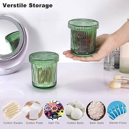 2 Pack Glass Qtip Holder with Lid, Qtip Dispenser Bathroom Storage Jars- Glass - Image 9