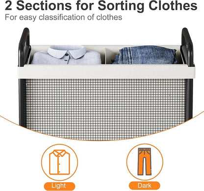 WOWLIVE Laundry Hamper 2 Section, 100L Rolling Laundry Basket - Image 5