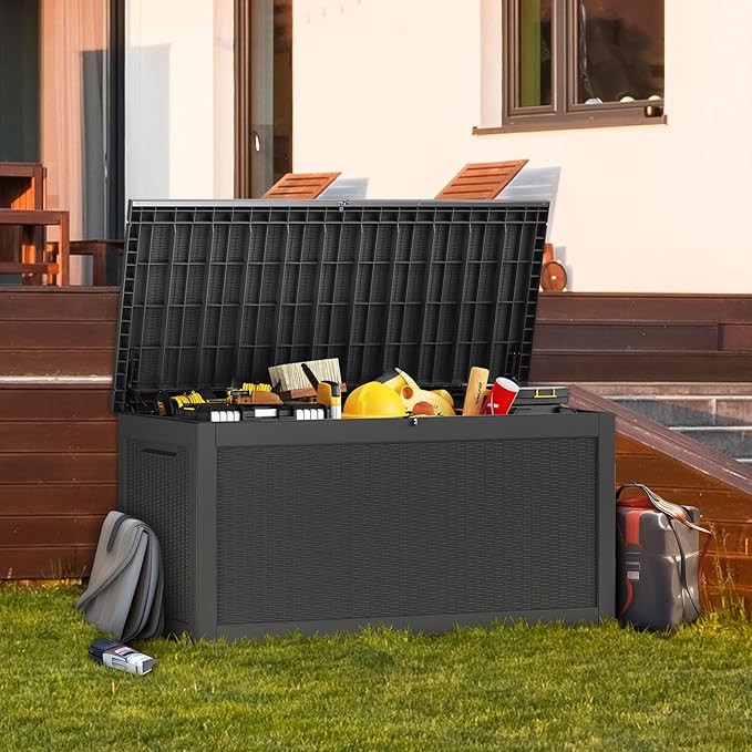 320 Gallon Resin Deck Box, Waterproof Outdoor Storage Bin - Image 7