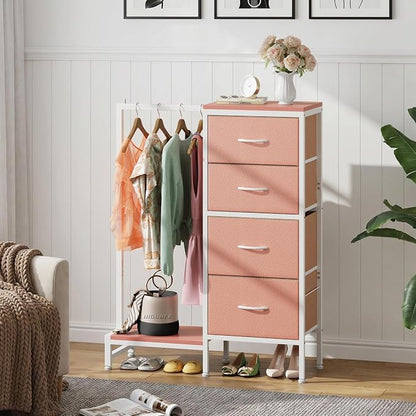 HIGDBFE Dresser with Hanging Rack, 4 Drawers Small Closet - Image 3