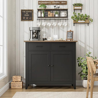 HORSTORS Farmhouse Kitchen Storage Cabinet, Small Buffet, Coffee Bar - Image 2