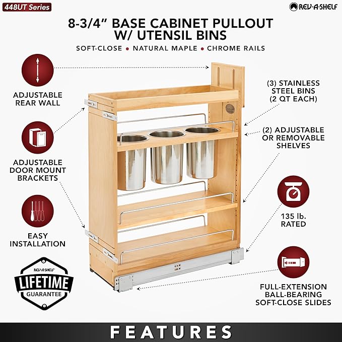 Rev-A-Shelf 8" Pull Out Storage Organizer - Image 3
