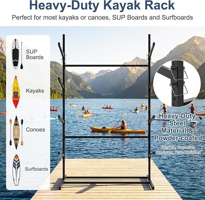 LILYPELLE Kayak Storage Rack, Heavy Duty Kayak Rack, Wall Mount, Freestanding - Image 3