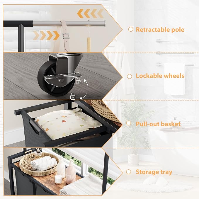 GarveeHome Rolling Laundry Cart - Image 6