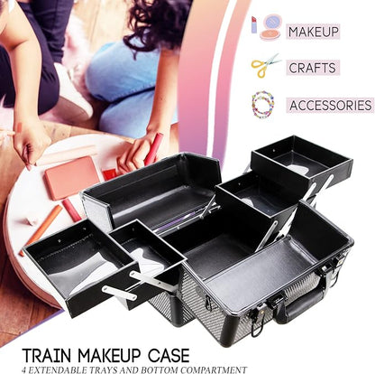 Ver Beauty Cosmetic Train Makeup Case Organizer Storage Extendable Trays Keys - Image 4