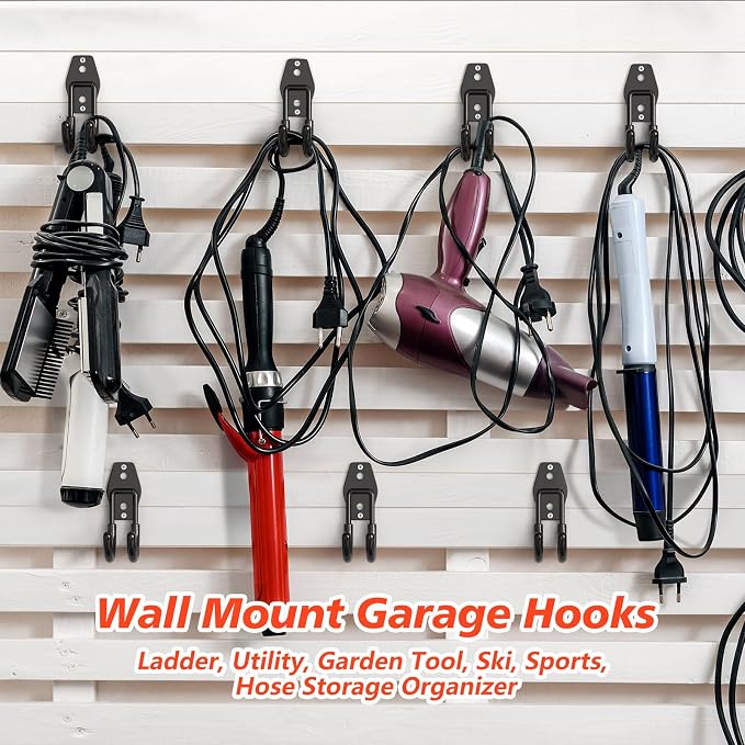 8 Pack 4.7x2.6 inch J Heavy Duty Garage Hooks, Solid Steel Wall Mount Hangers - Image 6